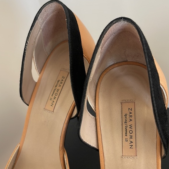ZARA Pointy Toe Colorblock Vegan leather Heels 39 - Picture 3 of 5